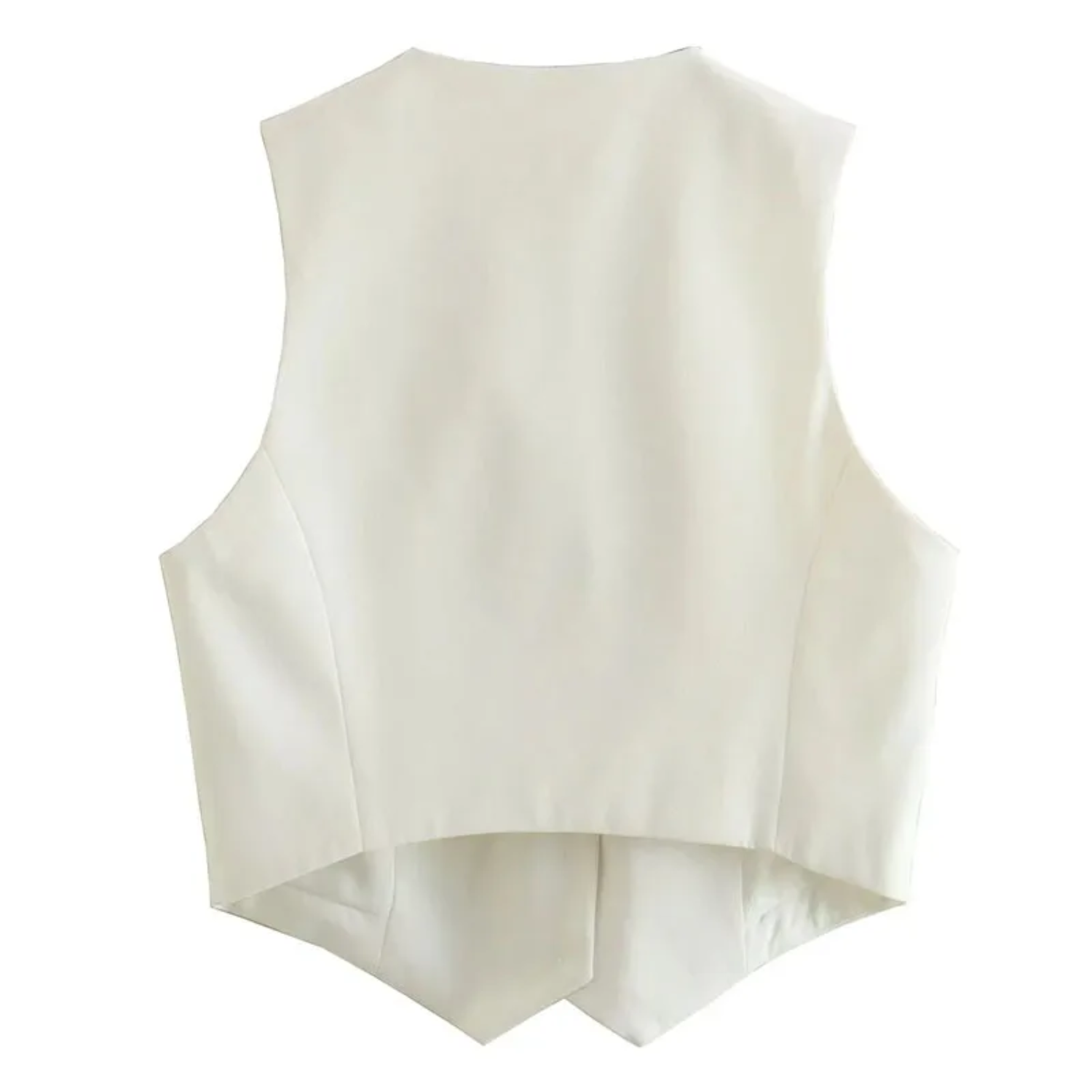 Evie | White Cropped V-Neck Sleeveless Suit Vest