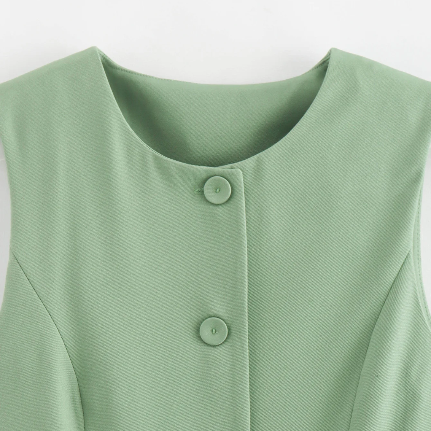 Matilda | Sleeveless Buttoned Green Vest Top