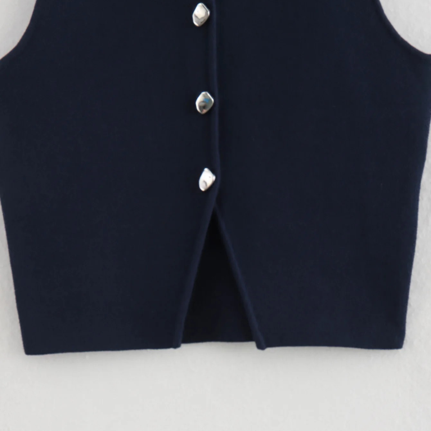 Chloe | White Knit Cropped Tank Top with Buttons