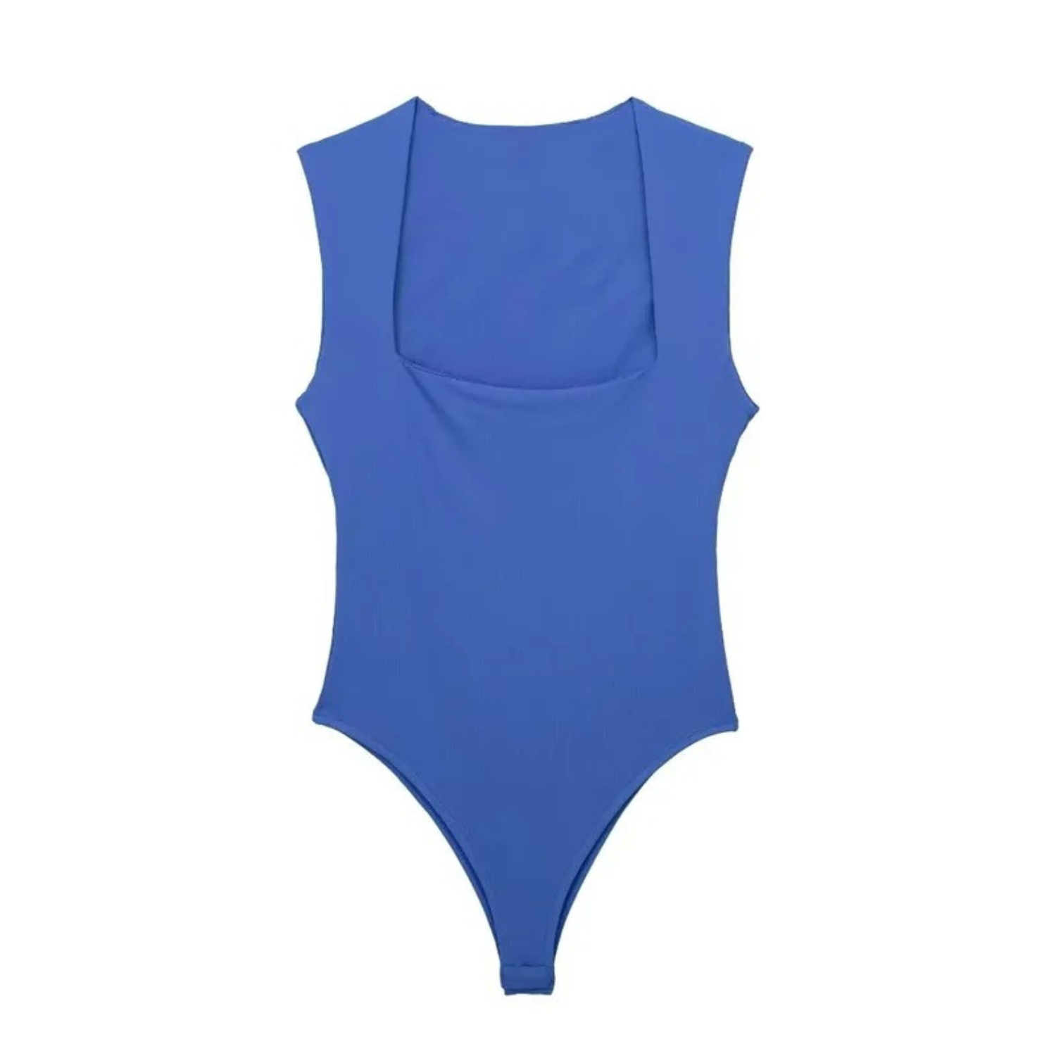 Tia | Square Neck Sleeveless Bodysuit in Blue