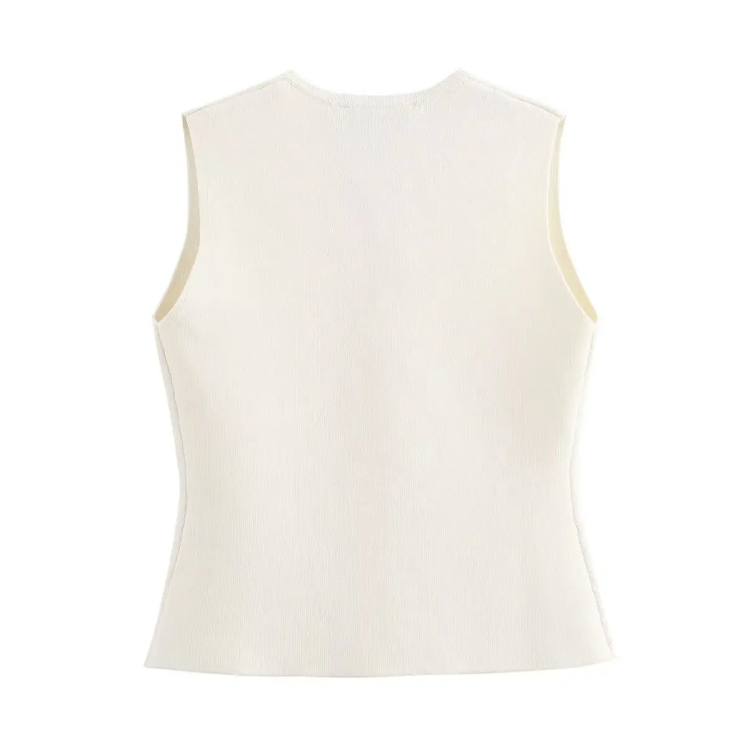 Luna | Cropped Knit Sleeveless Vest with Buttons