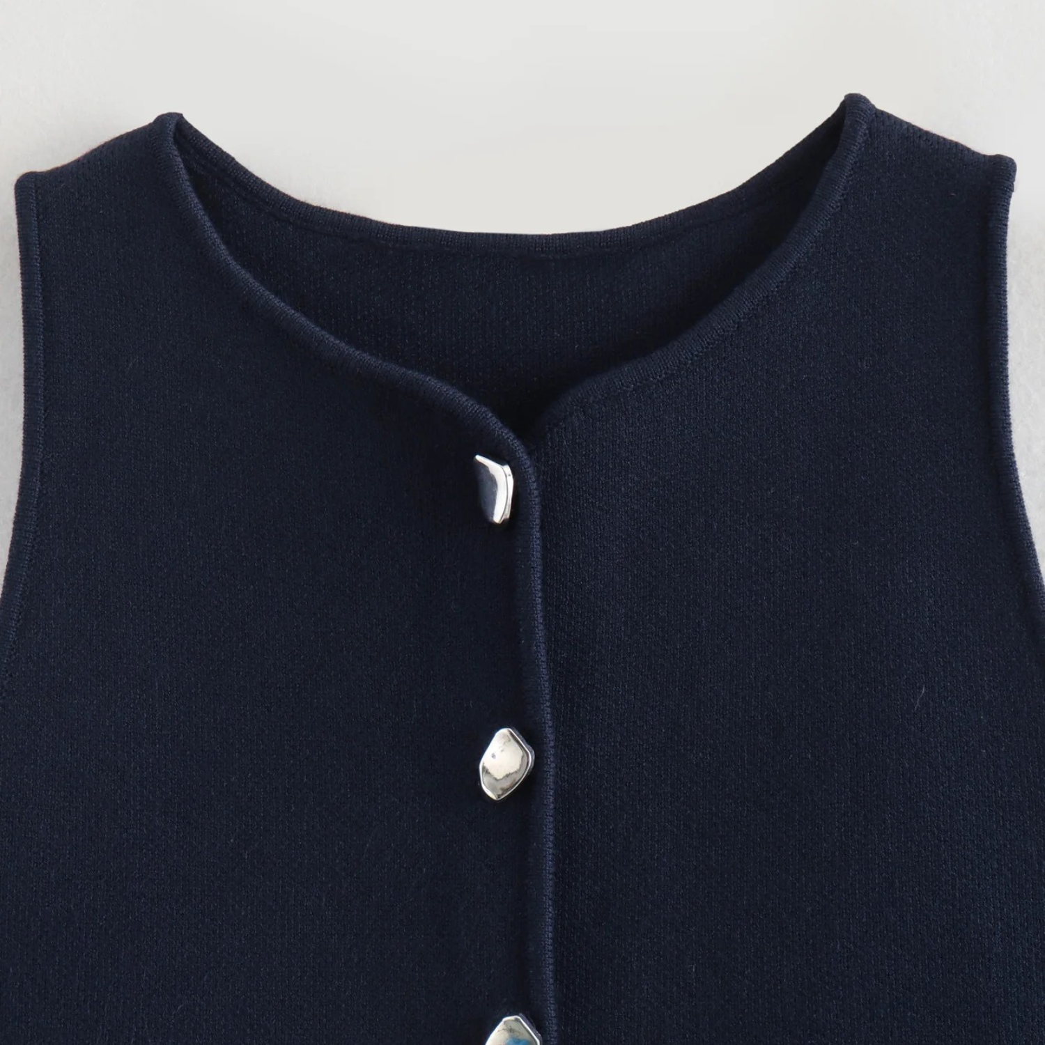 Chloe | White Knit Cropped Tank Top with Buttons